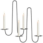 2 Pcs Wall Candle Sconce Holders, Double Armed Wall Hanging Candle Holders, Minimalist Black Iron Sconces for Fireplace, Living Room, Hallway