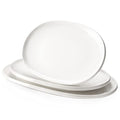 DOWAN Large Serving Platter, 16"/14"/12" Porcelain Platters for Entertaining Wedding Party, White Oval Plates Set of 3, Serving Dishes for Serving Food, Housewarming Gifts - color: Ellipse