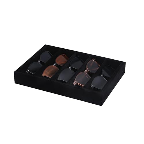 Bedside Organizer Tray, Desktop Storage Tray for Jewelry, Sunglass, Phone, Watch, Perfume,Lipstick, Nightstand Desk-top Catchall, Multi-use Holder for Desk Drawer (Black 5Grid) - color: Black Velvet, size: 5 Grid