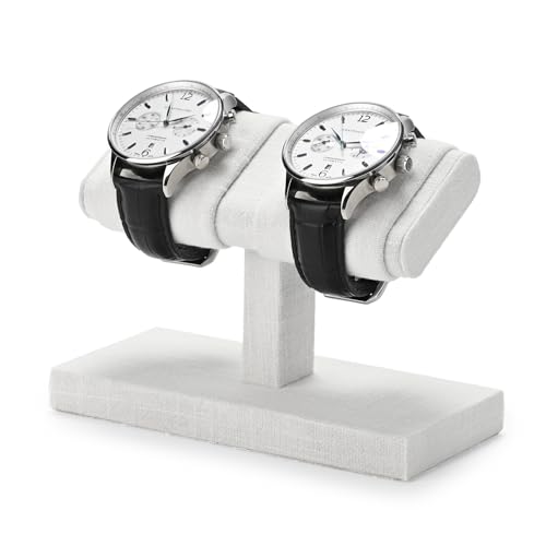 Microfiber Watch Display Stand T-bar For Men And Women, Jewelry Holder Organizer For Wristwatch/Bracelet/Storage Display Rack (Linen) - color: Linen, size: 2 Slots