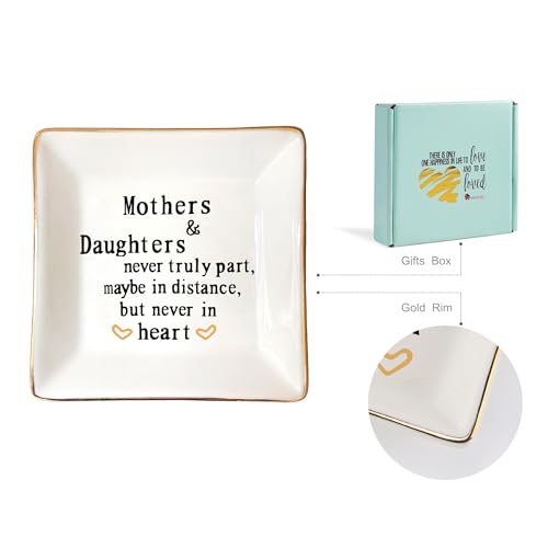 HOME SMILE Mother Gifts From Daughter,Daughter Birthday Gift from Mother, Ring Trinket Dish Jewelry Tray -Mothers and Daughters Never Truly Apart, Maybe in Distance But Heart - style: Mother and Daughter