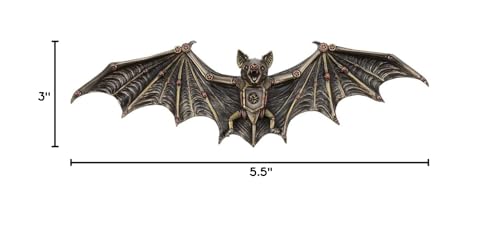 Steampunk Flying Bat Wall Plaque 13.75" L Cold Cast Bronze