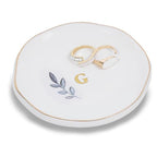 Personalized Ceramic Ring Dish, Initial Jewelry Tray for Rings, Earrings, Necklaces & Bracelets, Gift for Engagements, Birthdays, Holidays, Mom, Sister, Bridesmaid, Bride-to-Be, 4" Ring Plate - color: G