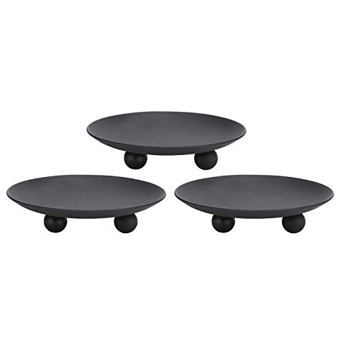 Decorative Iron Plate Candle Holder, Black, Set of 3,Candle Stand for LED & Wax Candles - color: Black