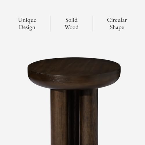 Maven Lane Owen Modern Side Table, 19" Compact Design - Bold Accent Table, Round Night Stand with Aged Brown Finish and Durable Rubberwood Base - Statement Making Style for Living Room or Bedroom - color: Aged Brown