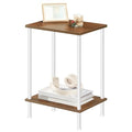 HOOBRO End Tables, Small Side Table, Nightstand with 2-Layer Storage Shelves, Sofa Table for Small Spaces, Living Room, Bedroom, Stable Frame, Easy Assembly, Walnut and White WH09BZ01 - color: Walnut + White