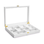 Oirlv White 12 Gird Jewelry Organizer Tray with Acrylic Lid Premium Leather Jewelry Box with Transparent Lid Bracelet Bangle Watch Display Case - color: White, size: 12 Grid