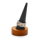 Oirlv Solid Wood Single Ring Display Stand Grey Ring Organizer Holder for Women Gift - color: Single Wood grey