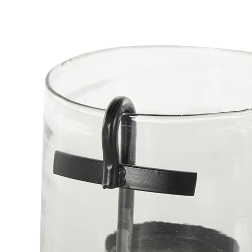 Deco 79 Glass Decorative Candle Holder Candle Stand with Black Metal Accents, Candlestick Holder 6" x 6" x 9", Clear - size: 6" x 6" x 9"