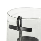 Deco 79 Glass Decorative Candle Holder Candle Stand with Black Metal Accents, Candlestick Holder 6" x 6" x 9", Clear - size: 6" x 6" x 9"