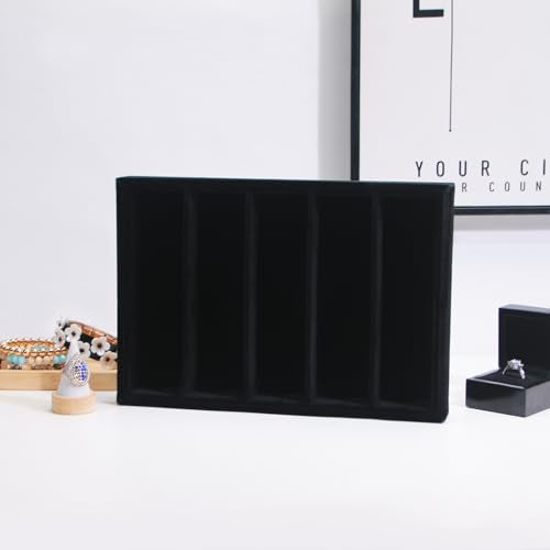 Bedside Organizer Tray, Desktop Storage Tray for Jewelry, Sunglass, Phone, Watch, Perfume,Lipstick, Nightstand Desk-top Catchall, Multi-use Holder for Desk Drawer (Black 5Grid) - color: Black Velvet, size: 5 Grid