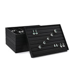 Ring Display Tray Black Jewelry Organizer Tray PU Leather Ring Earrings Display Organizer Tray - style: Ring Tray