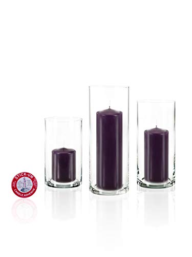 yummi Set of 36 Slim Pillars and Cylinder Vases - Purple - color: Dark Purple