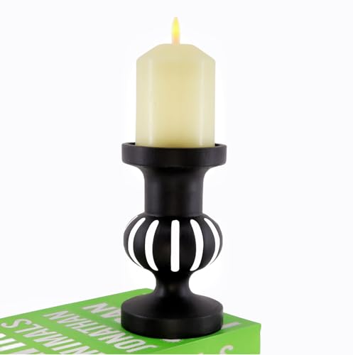 Wooden Candle Holders Pillar,Vintage Seaside Pillar Stand for Dining Table Centerpiece, Coffee Table, Mantel, Or Any Table Top，Free Standing Farmhouse Candle Holders. - color: Black-02