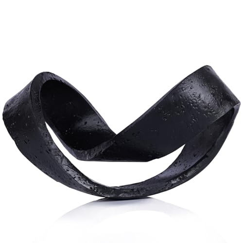 Geometric Knot Sculpture, Modern Coffee Table Decor Abstract Figurines, Boho Home Decor Statue for Shelf, Living Room, Office Desktop, Bedroom, Bookcase Decorative (Black) - color: Black