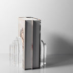 Kitcom Decorative Bookends for Books, Set of 2, Heavy Duty Book Holders Stopper for Shelves, Bookshelf, Bookcase, Office Desk, Home Decor, Aesthetic Layered Arch Design, Clear