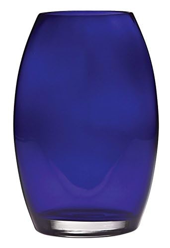 Barski - Handmade Glass - Oval Shaped vase - Cobalt - 8.5 "H (8.5 Inches High) Made in Europe