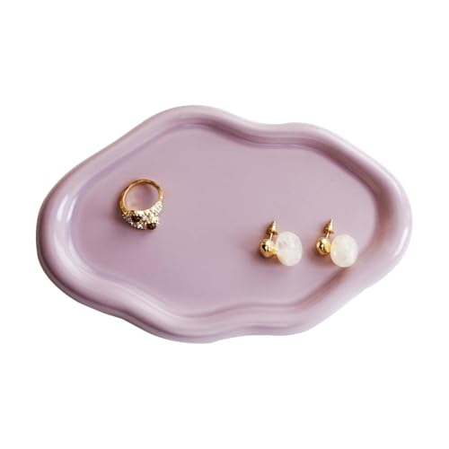 Gifts For Women Small Cloud Ceramic Jewelry Dish Tray, Vanity Ring Dish Ceramic Trinket Ring Holder, Room Decor Aesthetic,Decorative Cloud Vanity Key Tray Present for Wife Mom Daughter (Cloud-Purple) - style: Cloud-Purple