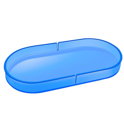 Acrylic Decorative Vanity Tray Perfume Jewelry Trinket Tray for Bathroom Counter Soap Toilet Tank Sink Small Candle Catch All Organizer, 12.6x6.3 Inches, Blue - color: Sky Blue