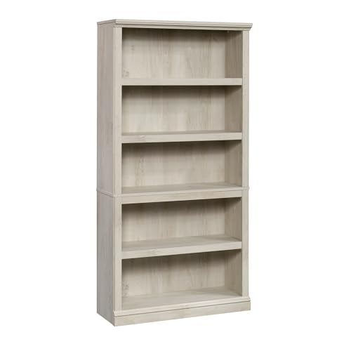 Sauder 5 Tier Book Shelf Wooden Bookcase Multipurpose Bookshelf for Home Office, Living Room, in Chalked Chestnut - color: Chalked Chestnut