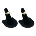 RJ Displays 2 Pcs Black Velvet Rings Display Stand, Jewelry Holder Organizer for Wedding, Showcase & Selling-Perfect Ring Display Case-Jewelry Ring Organizer holder-Perfect Rings stand for vendors - size: Pack of 2