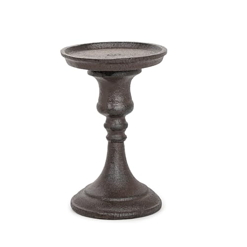 Sungmor Rustic Cast Iron Pillar Candle Holder, 5.9" Tall Vintage Candlestick Holders, Table Centerpiece Metal Candle Holder, Farmhouse Candle Stand for Fireplace Shelf Home Decor - color: Small - 5.9inch Tall