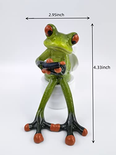 VVGIFTS Frog Figurines Decor Funny Cute Craft Resin Frog Sculpture Statue for Home Office Desk Tabletop Bathroom Decoration, Ornament Gift (Frog Sitting on Toilet) - color: Frog Sitting on Toilet