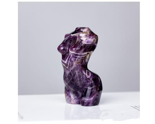 Natural Amethyst Crystal Female Model Figurine Hand Carved Body Sculpture Statue Gemstone Small Figurine Reiki 3 Inch Home Office Decor Ornaments 100-150 Grams - color: Amethyst