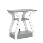 FROMJBEST End Tables Living Room, Grey End Table with Charging Station, Grey Side Table, Nightstand for Bedroom, 3 Tier End Table with Storage Shelf for Living Room - color: Grey