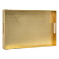 MAONAME Modern Gold Decorative Tray with Handles, Gold Leaf Serving Tray for Coffee Table, Rectangle Bathroom Decor Trays, 15.8" L x 10.2" W x 1.4" H - size: 15.8" x 10.2" x 1.4"