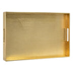 MAONAME Modern Gold Decorative Tray with Handles, Gold Leaf Serving Tray for Coffee Table, Rectangle Bathroom Decor Trays, 15.8" L x 10.2" W x 1.4" H - size: 15.8" x 10.2" x 1.4"
