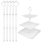 3 Tier Cake Stand, Luxury-Looking Wedding Cupcake Plate Holder, White Wreath Fruit Dessert Tower Tray for Birthday Party, Baby Shower, Graduation and Christmas Party (Plates NOT Included) - color: White