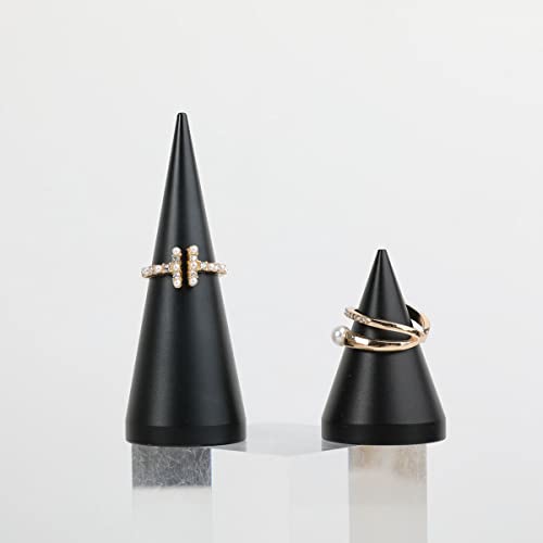 GemeShou 2pcs Black Ring Display - Wedding Ring Holder for Nightstand, 2" & 3.1" Heights - color: Black