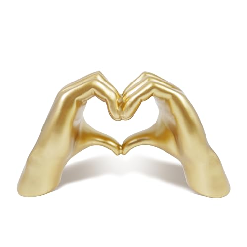 Gold Heart Hands Statue, Hand Hearts Sculpture, Modern Table Shelf Accessories Decor, I Love You Ornament, Miniature 5.5'' x 3'' - color: Gold, size: 5.5 x 3 x 1.5