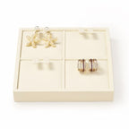 Oirlv Microfiber 4 Slots Jewelry Earring Display Tray Earring Display Organizer Tray(Beige) - color: 4 Earrings B P13402