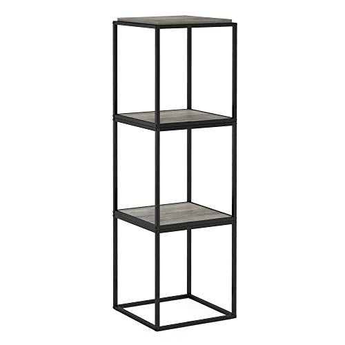 Furinno Moretti Cube Modern Stackable End Table Shelf, French Oak Grey - color: French Oak Grey, size: Stackable Metal Frame