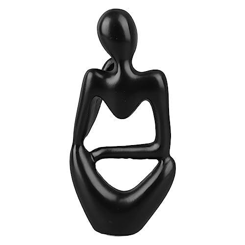Abstract Thinker Statue | Synthetic Home Accent for Living Room/Office Desk/Bookshelf | Hollow Design Art Sculpture Collectible Present (Black Left) - style: Black Left