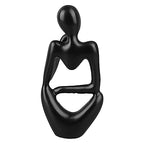 Abstract Thinker Statue | Synthetic Home Accent for Living Room/Office Desk/Bookshelf | Hollow Design Art Sculpture Collectible Present (Black Left) - style: Black Left