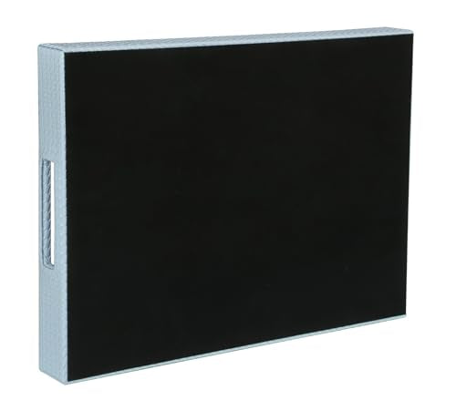 HofferRuffer Rectangle Serving Tray with Hole Handles for Coffee Table, Breakfast, Tea, Food, Butler - Countertop, Kitchen, Vanity Serve Tray, 16.2 x 12.2 x 2 inches, Faux Leather (LightBlue) - color: Lightblue, size: 16.2" x 12.2" x 2"