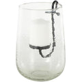 Deco 79 Glass Decorative Candle Holder Candle Stand with Black Metal Accents, Candlestick Holder 7" x 7" x 11", Clear - size: 7" x 7" x 11"