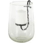Deco 79 Glass Decorative Candle Holder Candle Stand with Black Metal Accents, Candlestick Holder 7" x 7" x 11", Clear - size: 7" x 7" x 11"