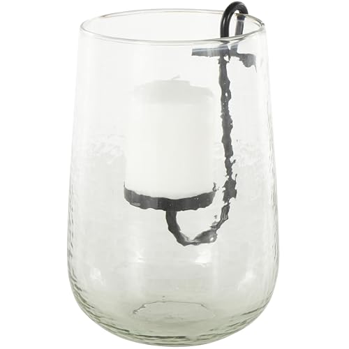 Deco 79 Glass Decorative Candle Holder Candle Stand with Black Metal Accents, Candlestick Holder 7" x 7" x 11", Clear - size: 7" x 7" x 11"
