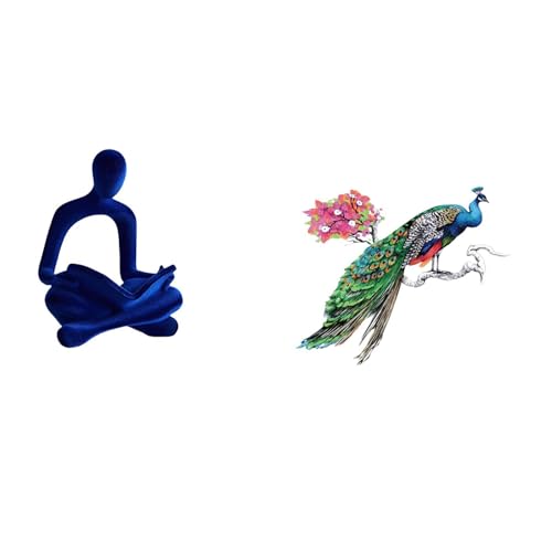 Baoblaze Abstract Thinker Figurine Sculpture and Retro Wall Collection for Office Bar Wedding Living Room Kitchen Home Decoration