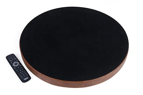 HofferRuffer Large Round Serving Tray 24'', Elegant Faux Leather Circle Ottoman Table Tray, Serve Tea Coffee Breakfast in Bedroom Living Room Kitchen (Antique Brown, 24'') - color: Antique Brown, size: 24"