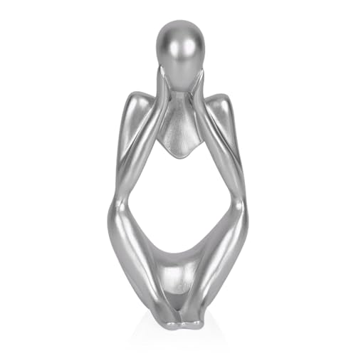 Sandstone Resin Thinker Style Abstract Sculpture Statue Collectible Figurines Home Office Bookshelf Desktop Decor (Small Silver, Focus) - color: Small Silver, size: Focus 1pc
