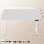 Furmax Electric Height Adjustable Standing Desk Large 55 x 24 Inches Sit Stand up Desk Home Office Computer Desk Memory Preset with T-Shaped Metal Bracket, White - color: White, size: 55 Inch