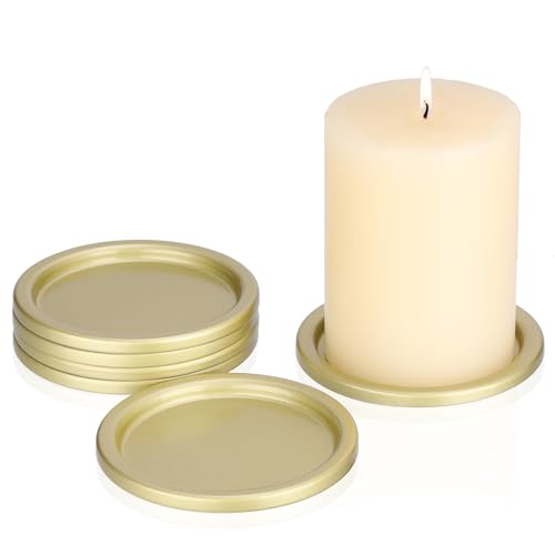 OwnMy 6PCS Iron Candle Holders for Pillar Candles, 3 Inch Metal Pillar Candle Plates and Trays, Small Round Tealight Holders Elegant Candle Stands Bases for Wedding Dining Table Centerpieces, Gold - color: Gold-6pcs