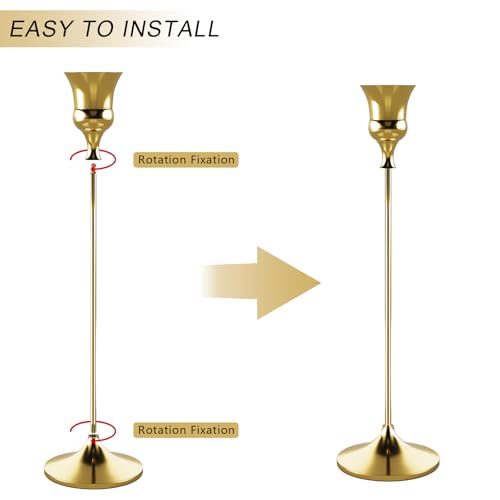 Candlestick Holders Gold, 9 Packs Taper Candle Holder for Candlesticks, Candle Sticks Holder Decor for Home Decor - color: Titanium Gold