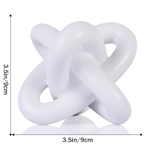 White knot sculpture, three-knot sculpture white home decor accent, suitable for rustic-style coffee table stands, living room TV cabinets, dining tables, entryway shelves, and small decorations. - color: White