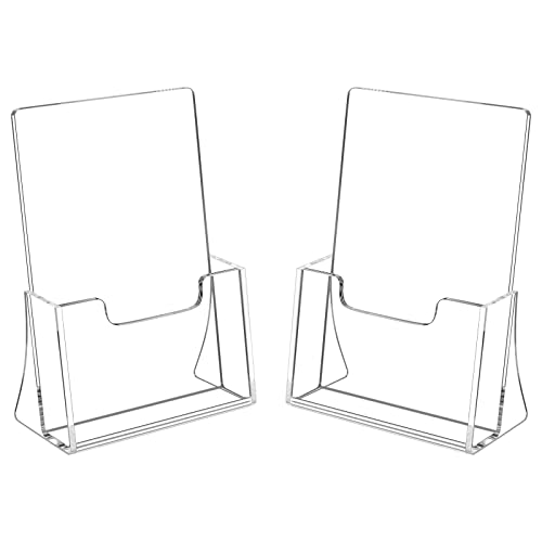 HIIMIEI Brochure Holder 8.5 x 5.5 inches, Acrylic Flyer Holder with 2 Pack, Plastic Stands for Displaying Magazines, Pamphlets, Literature, Brochures, Booklets, Menu - size: 8.5''x5.5''